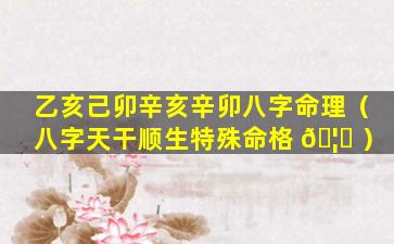 乙亥己卯辛亥辛卯八字命理（八字天干顺生特殊命格 🦋 ）